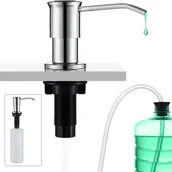 Mydelniczki i dozowniki mydła - Dozownik mydła do zlewu z butelką 500 ml i zestawem przedłużającym 1,0 m, napełnianie od góry, srebrny - miniaturka - grafika 1
