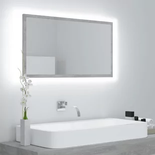 vidaXL Lustro łazienkowe z LED, szarość betonu, 80x8,5x37 cm, płyta - Lustra - miniaturka - grafika 1