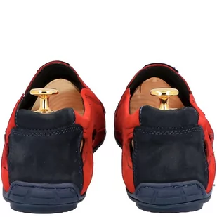 Letnie mokasyny skórzane - KENT 91 CZERWONE - Mokasyny męskie - miniaturka - grafika 2