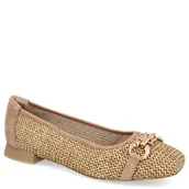 Baleriny - Plecione baleriny damskie - CAPRICE 9-22503-42 BEŻOWE - miniaturka - grafika 1