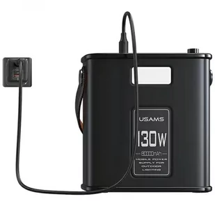 USAMS Powerbank 80000mAh 130W 2C+3A QC3.0+PD Fast Charge czarny/black STXLOGTC01 (US-CD196) + kabel USB-C-USB-C 100W 2m - Powerbanki - miniaturka - grafika 4