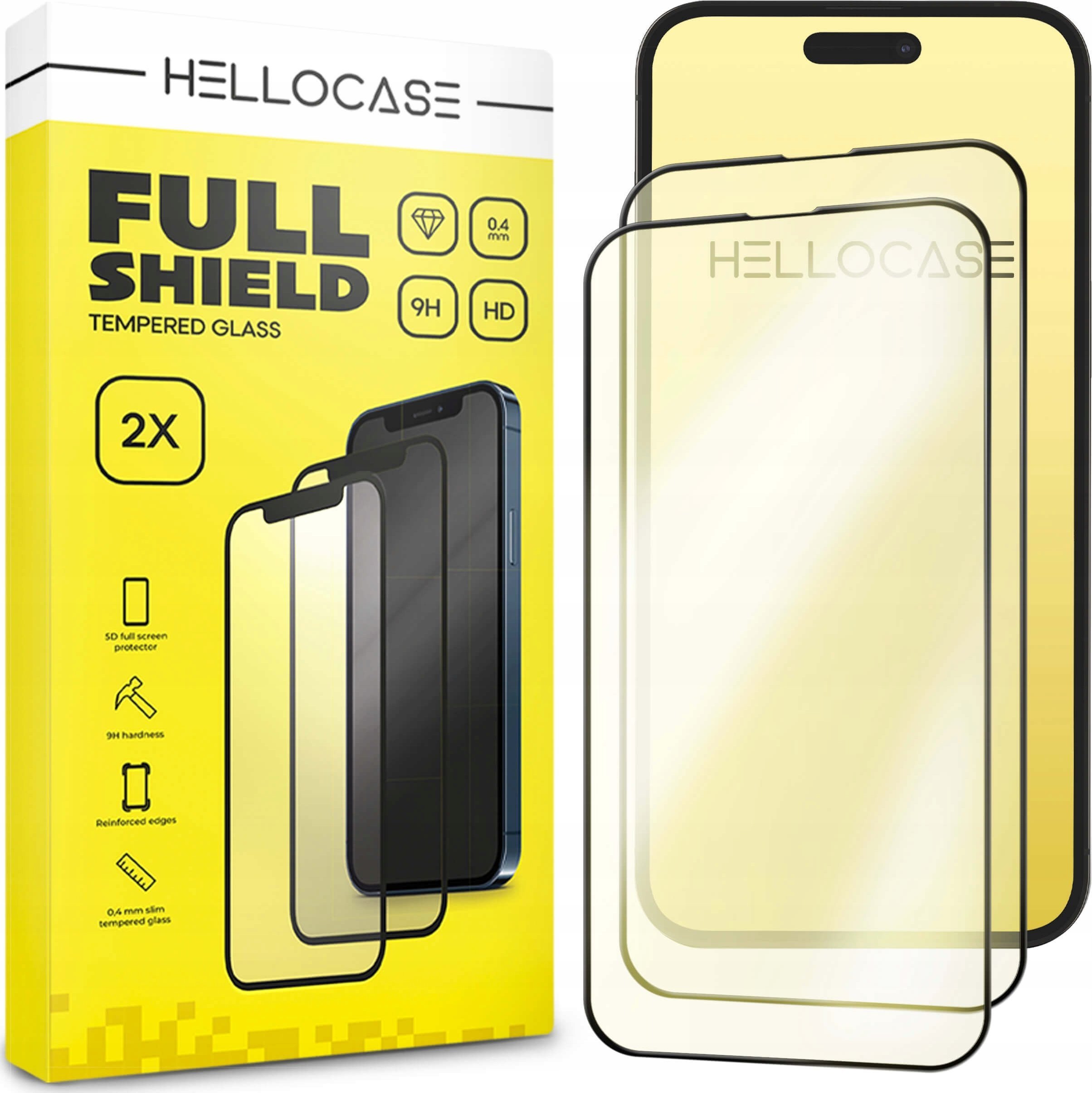 Hello Case 2 SZTUKI SZKŁO HARTOWANE DO SAMSUNG GALAXY S10 PEŁNE NA CAŁY EKRAN SZYBKA