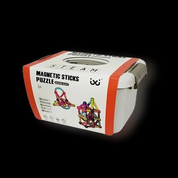 Klocki Magnetyczne Edukacyjne Magnetic Sticks 84 El. w wielofunkcyjnym pojemniku