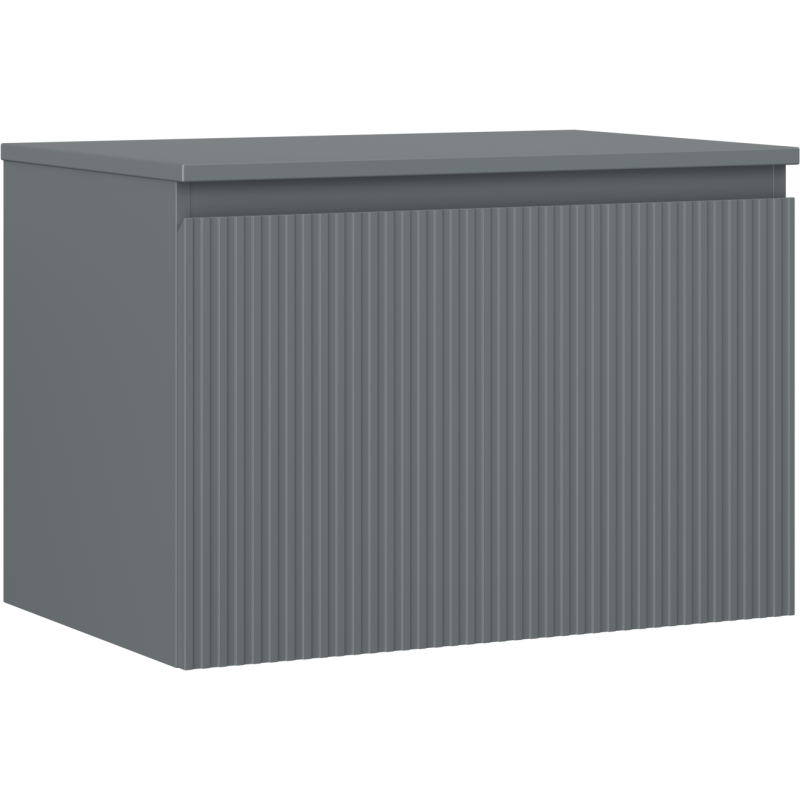 Mexen Rivel szafka łazienkowa podumywalkowa 70 cm z blatem, 1 szuflada, ryflowana , grafit mat - 91A20-07047-1-BFC66