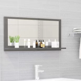 Lustro łazienkowe, szare, wysoki połysk, 80x10,5x37 cm, płyta - Meble łazienkowe - miniaturka - grafika 1