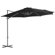 Parasole ogrodowe - vidaXL Parasol wiszący na stalowym słupku, 300 cm, czarny vidaXL - miniaturka - grafika 1