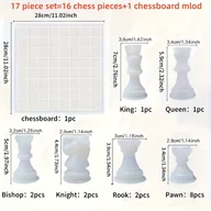 Rękodzieło - TEMU 3D Formy do Szachów z Żywicy (Zestaw 16 sztuk = 16 figur / Zestaw 17 sztuk = 16 figurek + forma na szachownicę) – Stwórz własną DIY grę w szachy - miniaturka - grafika 1