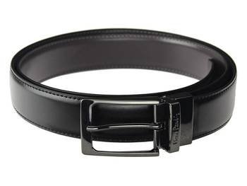 męski pasek z prawdziwej skóry Pierre Cardin FWJX5 DOUBLE BLACK-BROWN