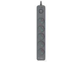 Listwa zasilająca antyprzepięciowa TRACER Power Line+ 3,0 m Graphite (5 gniazd) - Listwy zasilające - miniaturka - grafika 1