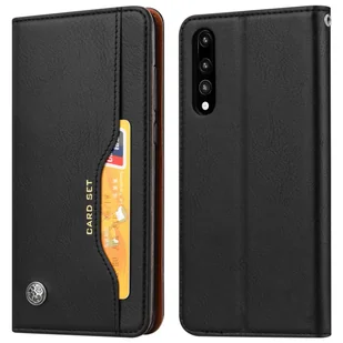 Skórzane Etui Folio do Huawei P20 Pro, Podstawka Wideo Prawdziwa Skóra Czarna - Etui i futerały do telefonów - miniaturka - grafika 1
