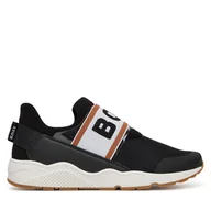 Buty dla chłopców - Sneakersy BOSS J51645 S Czarny - miniaturka - grafika 1