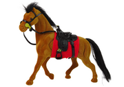 Figurki dla dzieci - Figurka Brązowy Aksamitny Koń Czerwone Siodło Farma - miniaturka - grafika 1