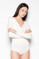Odzież ciążowa - BODY damskie z długimi rękawami I LEJĄCYM DEKOLTEM białe M - miniaturka - grafika 1
