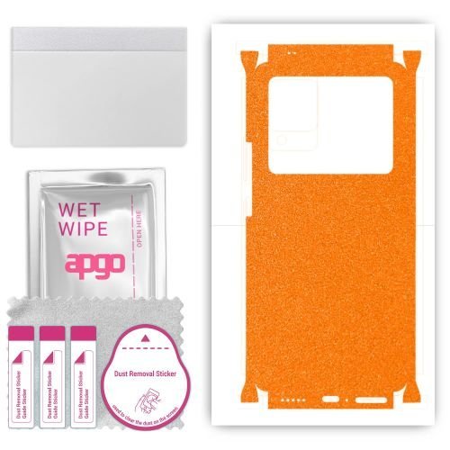 folia naklejka skórka strukturalna na TYŁ+BOKI do Vivo X80 - Pomarańczowy Pastel Matowy Chropowaty Baranek - apgo SKINS