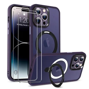 zestaw ochronny 2 w 1 dla Apple iPhone 13 Pro Max składa się z 2x szklanej osłony ekranu 9H i 1x silikonowego etui - osłona w kolorze fioletowym - Etui i futerały do telefonów - miniaturka - grafika 1