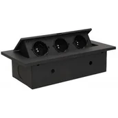 Gniazdka elektryczne - Orno Gniazda wpuszczane w blat 3x230VAC czarne OR-AE-1335/B - miniaturka - grafika 1