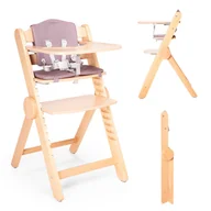 Krzesełka do karmienia - Drewniane krzesełko do karmienia Drömmer, składane, regulowany podnóżek, miękka wkładka w kolorze brązowym - miniaturka - grafika 1