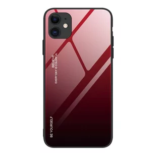 Gradient Glass etui pokrowiec nakładka ze szkła hartowanego iPhone 12 mini czarno-czerwony - Etui i futerały do telefonów - miniaturka - grafika 1