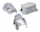 Nocniki - Zestaw NOCNIK krzesełko GRAJĄCY podnóżek NAKŁADKA sowy szary - miniaturka - grafika 1