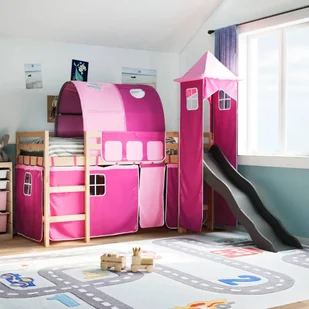 Dziecięce łóżko na antresoli, z wieżą, różowe, 90x200 cm Lumarko! - Łóżka dla dzieci i młodzieży - miniaturka - grafika 1