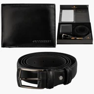 Paski - Zestaw Prezentowy ŚWIĄTECZNY Dla Mężczyzn Skórzany PASEK PORTFEL Na Święta Prezent PETERSON Czarny Czarny - miniaturka - grafika 1