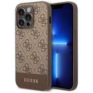 Etui i futerały do telefonów - Etui Guess 4G Stripe Collection do Apple iPhone 14 Pro Brązowy - miniaturka - grafika 1