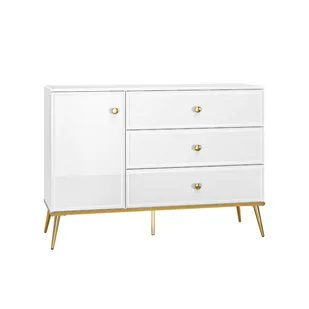 Komoda Glamour GOLDIN 05 biały/złoty - Komody - miniaturka - grafika 1