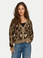 Swetry damskie - ONLY Kardigan Edelie 15353090 Brązowy Regular Fit - miniaturka - grafika 1