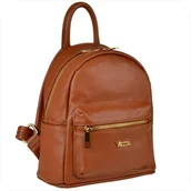 Plecaki - VEZZE Plecak damski camel brąz ze skóry naturalnej z zamkiem - miniaturka - grafika 1