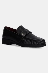 Tommy Hilfiger mokasyny skórzane LOAFER SOFT NAPPA PLEATED TOE damskie kolor czarny na płaskim obcasie FW0FW08362 - Mokasyny damskie - miniaturka - grafika 1