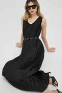Sukienki - Armani Exchange sukienka kolor czarny midi rozkloszowana - miniaturka - grafika 1