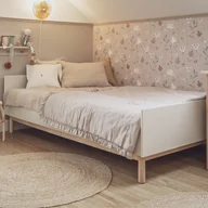 Łóżeczka i kojce - Łóżko Miloo 120x200 cm beżowe ryflowane - miniaturka - grafika 1