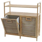 Szafki łazienkowe - Bambusowa szafka łazienkowa HWC-N83, półka na pranie szafka łazienkowa, 2 kosze na pranie 2 półki certyfikat MVG 88x81x33cm - miniaturka - grafika 1