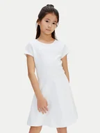 Sukienki i spódniczki dla dziewczynek - Calvin Klein Sukienka codzienna Skater LVCKSJH02G Biały Regular Fit - miniaturka - grafika 1