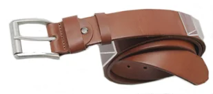 Pasek Męski Skórzany Arucce (PL) Skóra Licowa EXTRA 40 mm JASNY BRĄZOWY Gładki Klamra Tradycyjna (Z ROLKĄ) - Paski - miniaturka - grafika 3