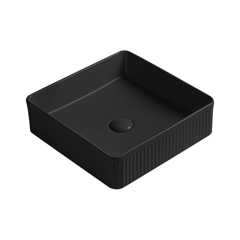 Mexen Grovo umywalka nablatowa ryflowana 41 x 41 cm, czarna mat - 22304185