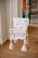 Leżaczki i huśtawki - Huśtawka dla dzieci boho ptaki i kwiaty polne na bieli - miniaturka - grafika 1