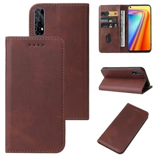 Skórzane etui na telefon z magnetycznym zamknięciem do Realme 7 4G / RMX2155 Brown - Etui i futerały do telefonów - miniaturka - grafika 1