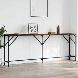 vidaXL Stolik konsolowy, przydymiony dąb, 200x29x75 cm - Konsole i sekretarzyki - miniaturka - grafika 1