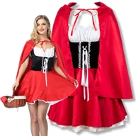 Stroje karnawałowe - Strój Kostium Czerwony Kapturek Sukienka Cosplay Dla Dorosłych M 158/164 Cm - miniaturka - grafika 1