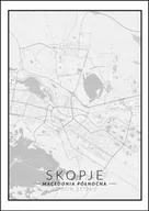Plakaty - Galeria Plakatu, Plakat, Skopje Mapa Czarno Biała, 40x60 cm - miniaturka - grafika 1