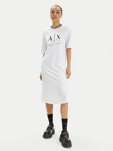 Armani Exchange Sukienka codzienna 3DYA79 YJ3RZ 1000 Biały Relaxed Fit - Sukienki - miniaturka - grafika 1