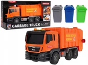 Samochody i pojazdy dla dzieci - Śmieciarka Pomarańczowa z Funkcją Dźwięku Pojemniki + Akcesoria - miniaturka - grafika 1