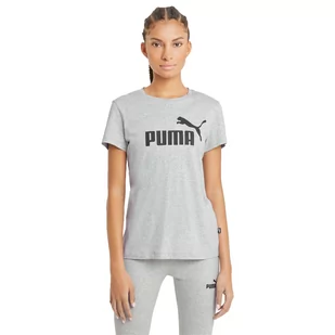 Puma Koszulka Damska T-Shirt Ess Logo Tee Gray 586774 04  Xs - Koszulki i topy damskie - miniaturka - grafika 1