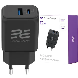 Nowa ładowarka sieciowa Encore Energy USB-A USB-C 12W adapter MD-1283R - Ładowarki do telefonów - miniaturka - grafika 1