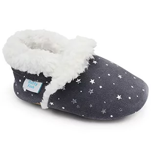 Dotty Fish Unisex Baby Suede Slippers kapcie, szary - Srebrne gwiazdki. - 21 EU - Kapcie damskie - miniaturka - grafika 1