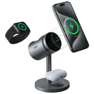 Ładowarki do telefonów - AUKEY magnetyczna ładowarka 3w1 z chłodzeniem MagFusion 3in1 PRO - miniaturka - grafika 1