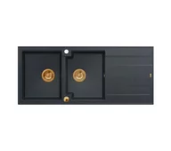 Zlewozmywaki - Quadron HQE11650U8_PVDC1_P2O Evan 121 black diamond - czarny metalik/miedziany - granit - wpuszczany w blat - ociekacz - miniaturka - grafika 1