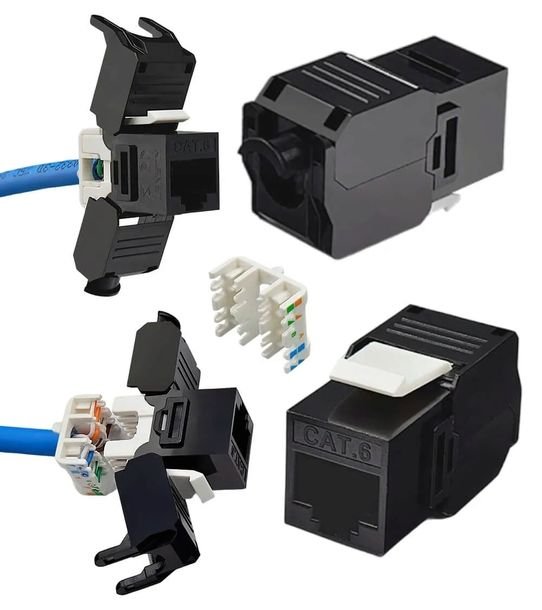 Klanet Gniazdo Moduł Keystone Rj45 Beznarzędziowy Kat.6 Czarny