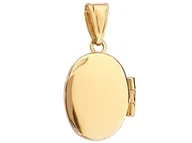 Wisiorki - Zawieszka złota 585 owalne puzderko bez kamieni do łańcuszka na fotografię - miniaturka - grafika 1